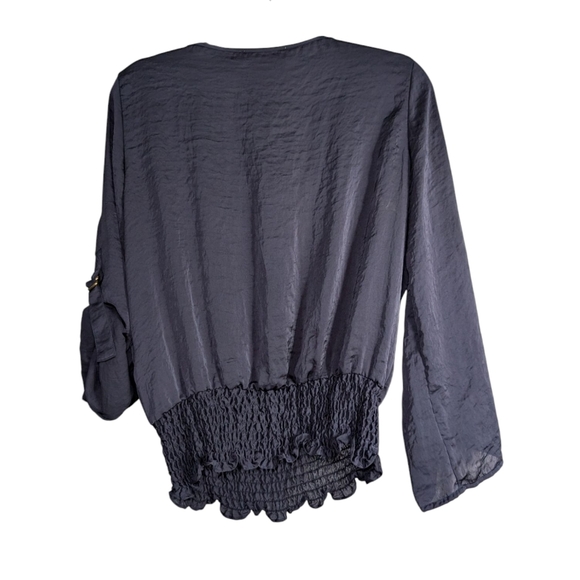 Michael Kors Blue Smocked Blouse with Square Neckline - Picture 2 of 7